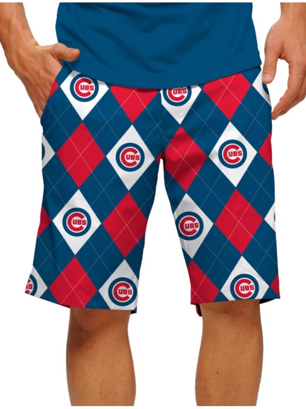 Men's MLB Chicago Cubs Baseball Loudmouth Argyle Golf Shorts 38 EUC
